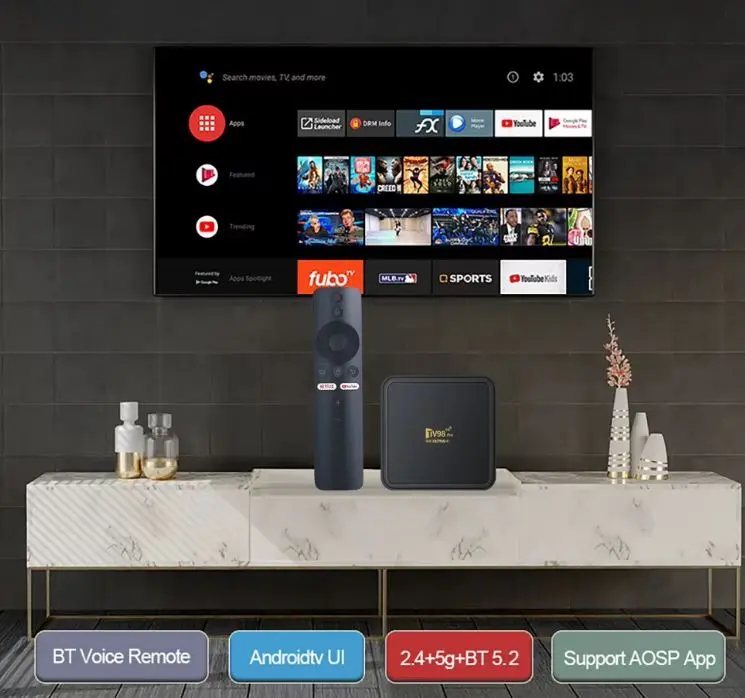 TV BOX 2 RAM 16 INTERAS CONTROL COMANDO DE VOZ
