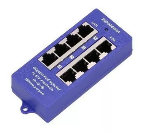 POE INYECTOR 4 PUERTOS BASE 1000 AZUL